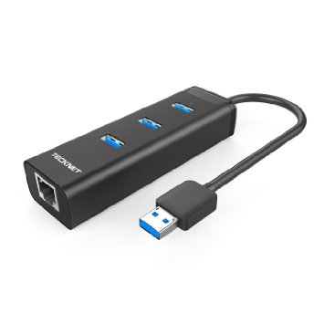 TeckNet USB 3.0 to 10/100/1000 Gigabit Ethernet LAN Wired Network Adapter USB 3.0 to RJ45 With 3 Port USB3.0 Hub