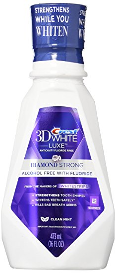 Crest 3D White Luxe Diamond Strong Anticavity Fluoride Mouth Rinse Clean Mint 16 Oz