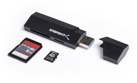 Sabrent SuperSpeed 2-Slot USB 3.0 Flash Memory Card Reader for Windows, Mac, Linux, and Certain Android Systems - Supports SD , SDHC , SDXC , MMC / MicroSD , T-Flash [Black] (CR-UMSS)