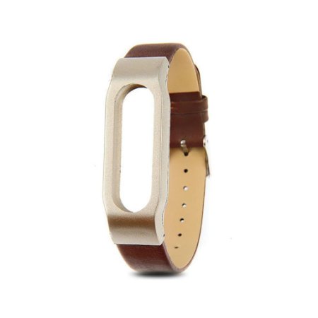 Multi-color PU Leather Replacement Band with Classic Pin Buckle for XIAOMI MI BAND Wrist Strap Bracelet Smartband (Brown)