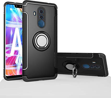 Mate 10 Lite/Nova 2i Case, Mingwei [with 360 ° Kickstand] Rotating Ring Case [Dual Shockproof] Protection Cover Compatible with [Magnetic Car Mount] for Huawei Mate 10 Lite (Black, Mate 10 Lite)