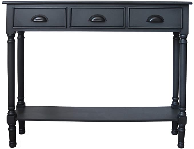 Urbanest Burlington Console Table with 3 Drawers, 32-inch Tall, 39 1/2-inch Wide, 9-inch Deep, Gun Metal