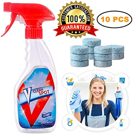 Multi Effervescent Spray Cleaner Set Bottle Plus 10PCS Fine Concentrated Solid House Cleaner Multifunctional Effervescent Spray Cleaner and Tablets(Ship from US)