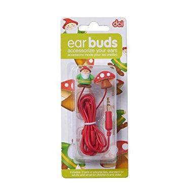 DCI Earbuds, Gnome and Mushroom Headphone Earbuds - Red