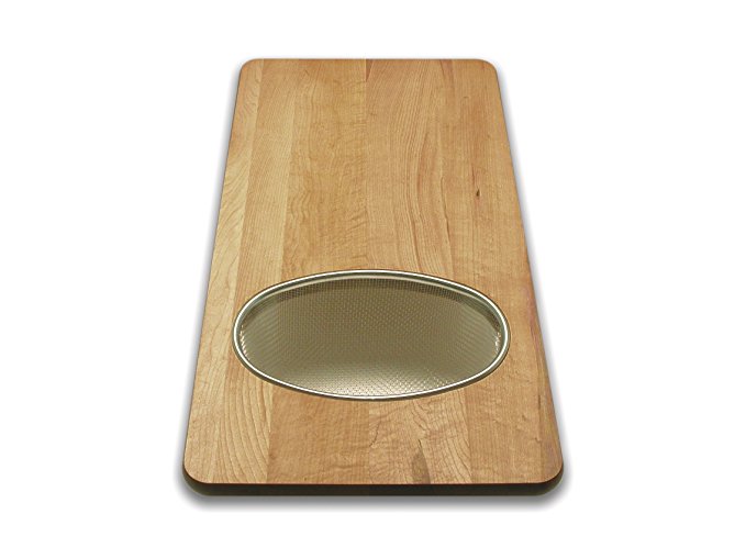 Snow River USA 7V03351 Hardwood Maple Over the Sink Board with Stainless Wire Basket 12" x  24" x  .75"