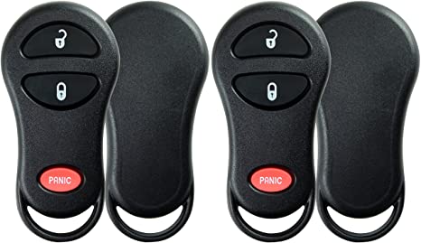 KeylessOption Just the Case Keyless Entry Remote Control Car Key Fob Shell Replacement for Chrysler Dodge Jeep (Pack of 2)