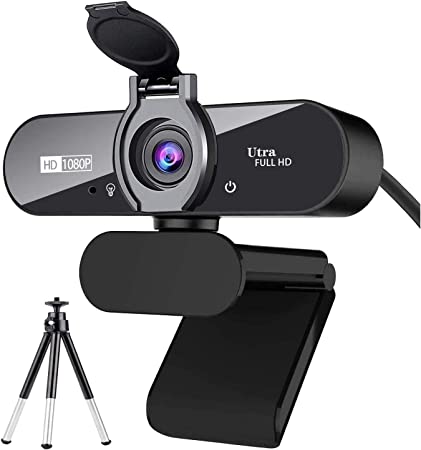 ARVIEMI Webcam - 2021 Streaming 1080P Full HD Web Camera with Microphone, Built-in Privacy Cover and Tripod Optional, 110-Degree Wide Angle, for PC/Mac Laptop/Desktop, Zoom Skype FaceTime Teams