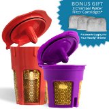 MaxBrew 24K Gold Reusable K-CarafeK-CupWater Filter for Keurig 20 - The Ultimate Accessory Pack