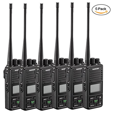 Two Way Radio Samcom FPCN10A Walkie Talkie 20 Channel Wireless Intercom with Group Button Protable radio,UHF 400-470MHz with 2.5 Miles Range(Pack of 6)