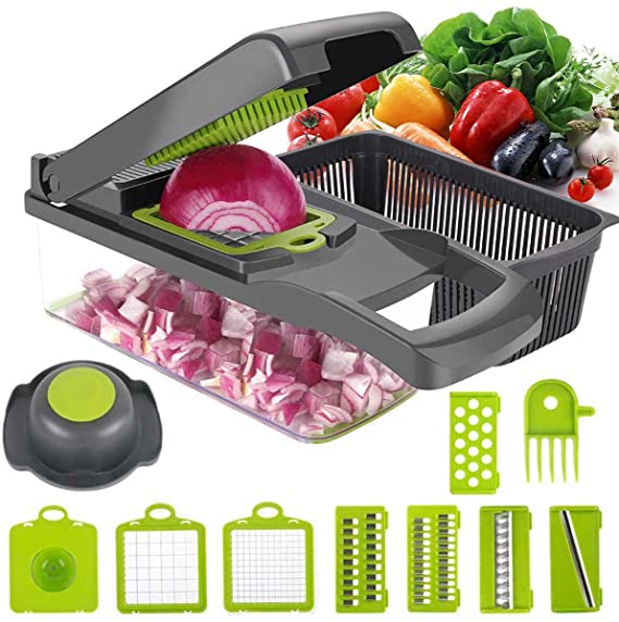 Vegetable Chopper, Onion Chopper with Container, Pro Food Chopper, Slicer Dicer Cutter for Onion Potato Tomato Cheese Fruit Salad