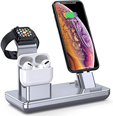 YoFeW Charging Station for Apple Watch iPhone & Airpods, Charger Stand for iWatch Series 5/4/3/2/1, AirPods and iPhone 11/11 Pro/11 Pro Max/Xs/X Max/XR/X/8/8Plus/7/7 Plus /6S /6S Plus, Upgraded