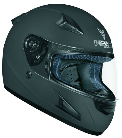 Vega X888 Full Face Helmet (Flat Black, Large)