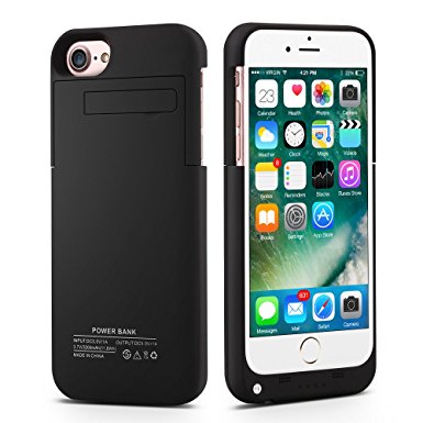 IPhone7 Battery Case,Patea Portable iPhone7 Charger Case[3200mAh]Ultra Slim Scrub Li-Polymer,Iphone7 Power Case/Cover Pack Back Up with Stand 4.7 inch for iphone 7/6/6s Juice bank & power bank(Black)