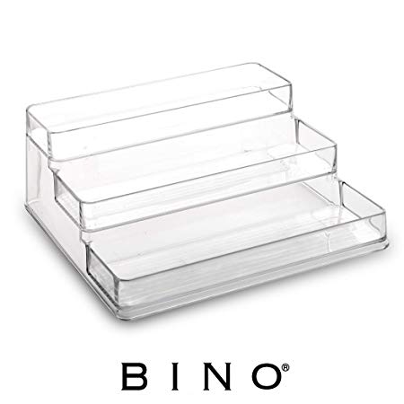 BINO 'Stadium' 3-Tiered Pantry Cabinet Plastic Storage Organizer Rack – Storage for Kitchen, Refrigerator, Freezer and Pantry, Clear