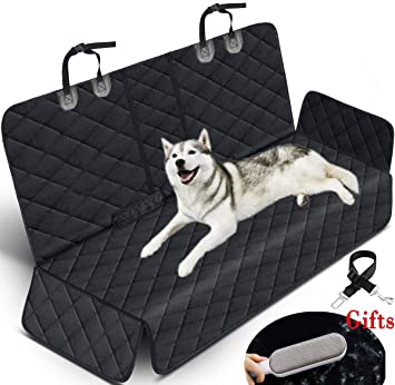 Waterproof Pet Seat Cover Car Seat Cover Protector for Dogs, Heavy Duty Scratch Proof Nonslip Durable Soft Pet Back Seat Covers for Cars Trucks and SUVs with 1 Belts and Hair Remover