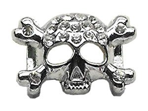 Pet Charms - 3/8" Skull Slider Charm Clear 3/8'' (10mm)   Free Gift of Beautiful Pet Charm (random style)