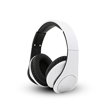 Bluetooth Wireless Foldable Hi-fi Stereo Over-ear Headphone Sports Earbuds Earphone with Microphone Adjustable Headband for Smart Phones Tablets White