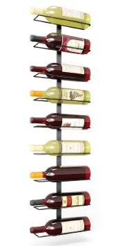 True Fabrications Wall Mount Wine Rack Holds 9 Bottles Sturdy Wrought-Iron Construction Hardware Included