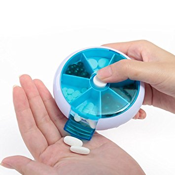 Arbor Home Reverse 7 Days Pill Dispenser Weekly Medicine Travel White Blue Case Weekly Holder