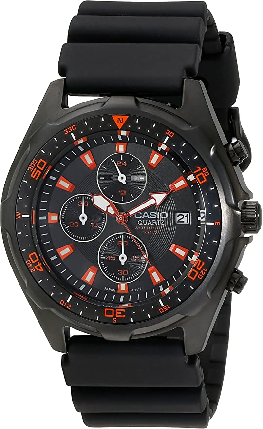 Casio Men's AMW370B-1A1 Black Analog Multi-Function Watch