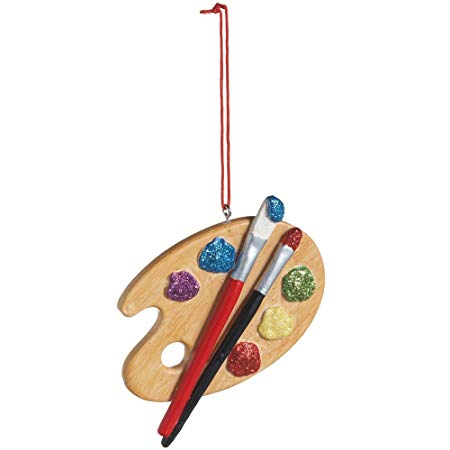 Painters Palette Resin Hanging Christmas Ornament - Size 3 in.