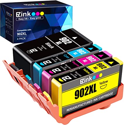 E-Z Ink (TM) Remanufactured Ink Cartridge Replacement for HP 902 902XL to use with OfficeJet Pro 6968 6978 6970 6975 6954 6958 6960 6976 6962 New Upgraded Chips (Black,Cyan,Magenta,Yellow, 4 Pack)