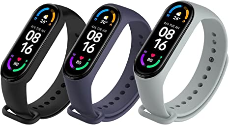 EasyULT 3 Pieces Straps Replacement Compatible with Xiaomi Mi Band 6 / Xiaomi Mi Band 5, Adjustable Silicone Replacement Wristbands Compatible with Xiaomi Band 6/5