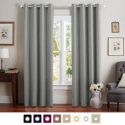 Vangao Room Darkening Draperies Thermal Insulated Solid Grommet Top Window Blackout Curtains/Drapes/panels for Bedroom/Living Room Grey W52xL95 Inch 1 Panel