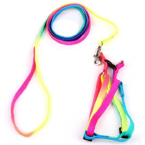 Yueton® Dog Pet Puppy Cat Kitty Adjustable Nylon Leash Rainbow Dog Chest Straps Chain Seven Color Traction Thoracic Dorsal Suits Dog Rope Dog's Leash Chain