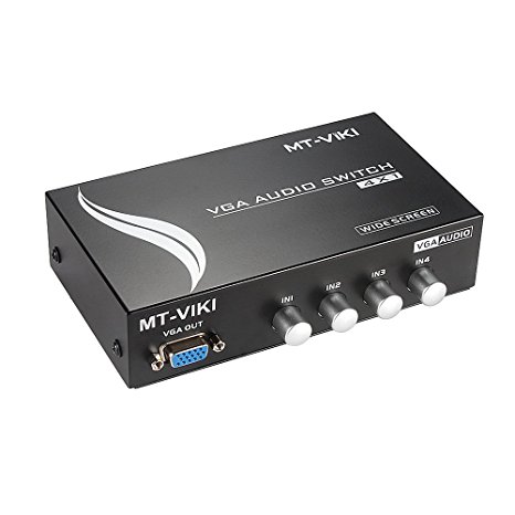 MT-VIKI 4 Ports 4-In 1-Out VGA and AUDIO Metal Splitter Amplifier Switch Adapter MT-15-4AV