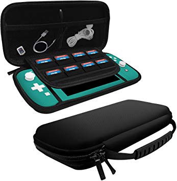 amCase Carrying Case for Nintendo Switch Lite (2019) - Protective Hard Shell Portable Travel Case w/Handle (Black)