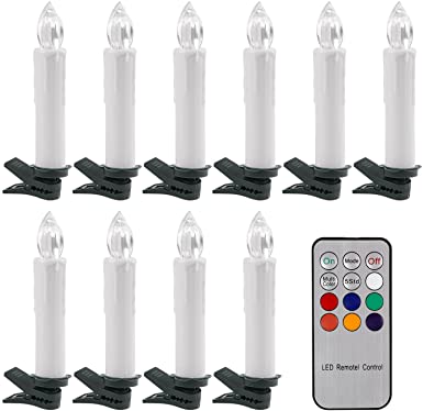 Sunsbell LED Candle Light, 10pcs RGB Tree LED Candle Light Key Remote Control with Detachable Clip for Birthday Christmas Wedding - Divine LEDs