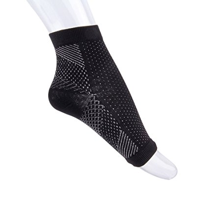 Unisex Ankle Compression Foot Sleeve for Plantar Fasciitis Anti Fatigue Sock (Black)