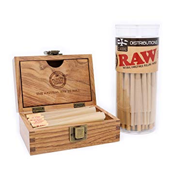 RAW Classic 98 Special Pre-Rolled Cones with Filter Tips - Bundle (50 Pack and RAW Storage Box)