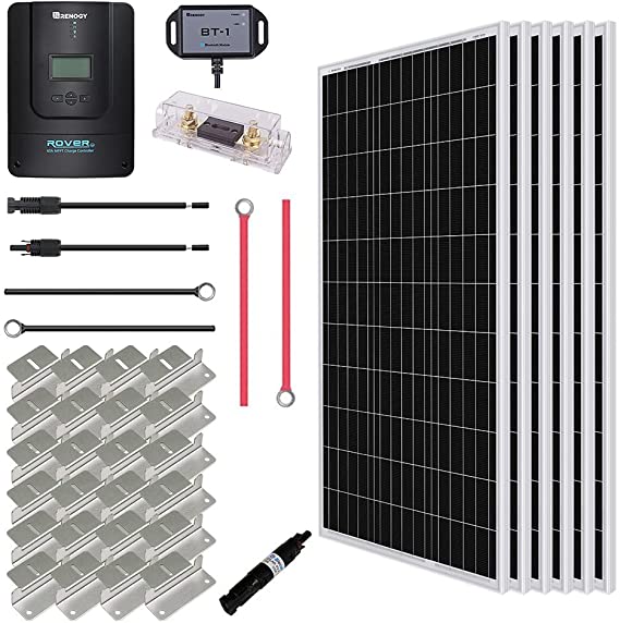 Renogy 600W 12V Monocrystalline Solar Premium Kit with 60A MPPT Charger Controller /Bluetooth Module /Adaptor Kit /Tray Cables /Fuse Cable /Mounting Z Brackets /ANL Fuse /Branch Connectors