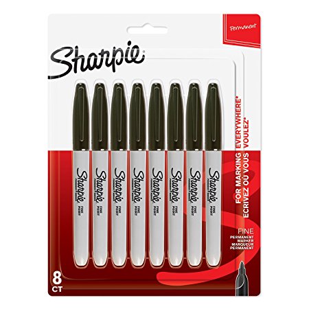 Sharpie Permanent Markers, Fine Tip, Black, 8 Pack