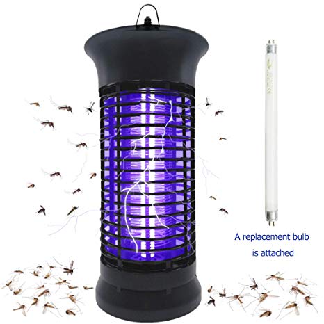 Huntingood Electric Bug Zapper, Mosquito Killer with Instant Killing Effect,Replacement Bulb Included,Portable Standing or Hanging for Indoor and Outdoor Use