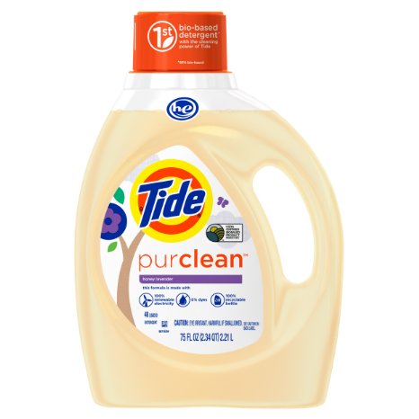 Tide Purclean Liquid Laundry Detergent for Regular and HE Washers, Honey Lavender Scent, 75 Fluid Ounce