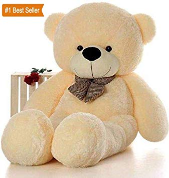 Click4Deal Soft Teddy Bear With Neck Bow - 4 Feet (122 Cm,Cream)