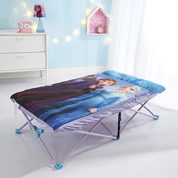 Idea Nuova Disney Frozen 2 Foldable Slumber Cot with Detachable Printed Sleeping Bag Featuring Anna & Elsa, Ages 3