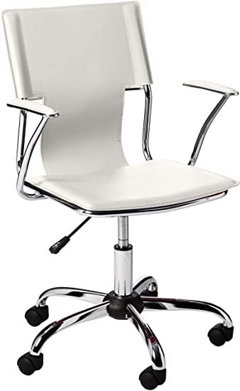 Porthos Home Office Chair with PVC Upholstery Arm Rests360° Degree Swivel and Adjustable Height (Various Colors), One Size, White