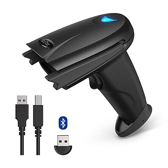 Barcode Scanner HooToo Bluetooth Wireless Bar Code Scanner with 32-bit Processor, 16MB Internal Storage, 750mAh Battery Compatible with Common System