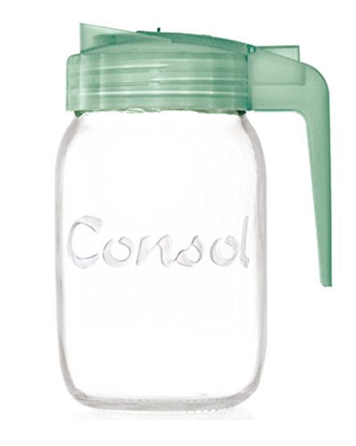 Classic Glass Preserve Mason Jar Fitted With An Easy Pouring Non Drip Angled Spout & BPA-Free Lid Converts it Into A Versatile Jug – By Consol (32oz, Green)