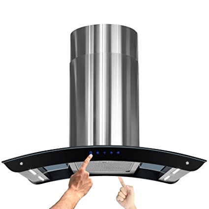 AKDY New 36" European Style Island Mount Stainless Steel Range Hood Vent Touch Control