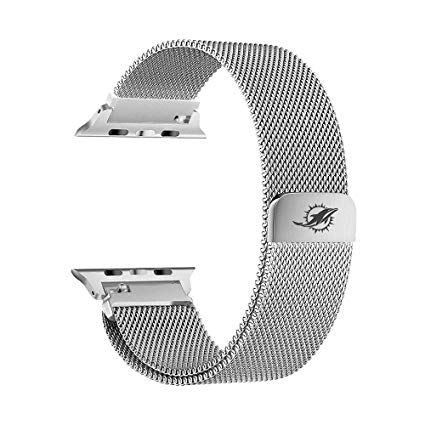 Game Time Miami Dolphins Stainless Steel Mesh Band Compatible with Apple Watch - 42mm/44mm