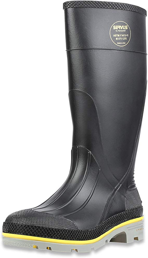 Servus XTP 15" PVC Chemical-Resistant Steel Toe Men's Work Boots, Black, Yellow & Gray