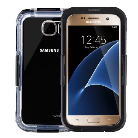 Waterproof Case for Galaxy S7, WEKSI Water Resistant Shockproof Dirtproof Snowproof Cover Hard Shell for Samsung Galaxy S7 (Black)