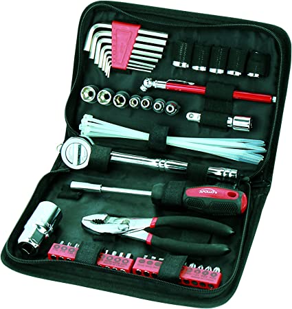 Apollo Tools DT9775 56 Piece Metric Auto Tool Kit in Compact Zippered Case with Most Useful Mechanics Tools