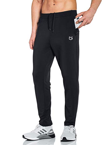 G Gradual Men's Sweatpants with Zipper Pockets Tapered Track Athletic Pants  for