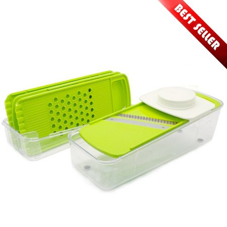 Mandoline Slicer By Yoroi - Vegetable Slicer - Stainless Steel Blades - Food Safe Plastic - Compact, Lightweight & Versatile